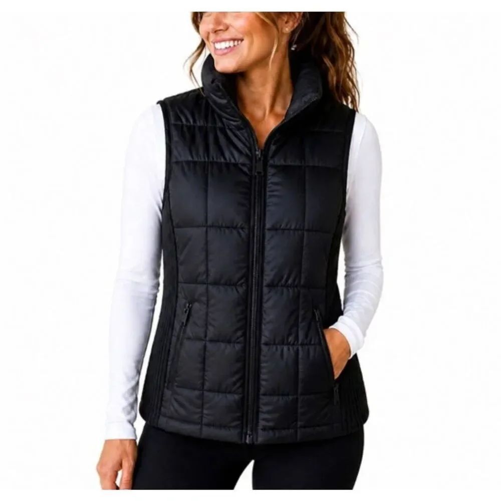 Alp N Rock black quilted puffer vest sz Small